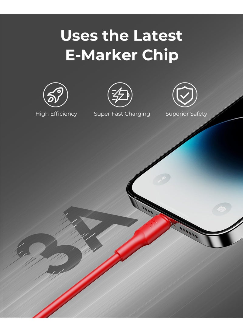 VOLTME iPhone Charging Cable Type-C to Lightning (1.2 meters), Fast Charging USB-C to Lightning Cable, 30W Power Delivery, High-Speed Data Transfer, Durable and Tangle-Free, Compatible with iPhone 14/14 Pro/14 Plus/14 Pro Max, iPhone 13/13 Pro/13 Pro Max/13 Mini, iPhone 12/12 Pro/11/XS/XR/8/8 Plus, iPad Pro, iPad Air, AirPods – Red - Image 4